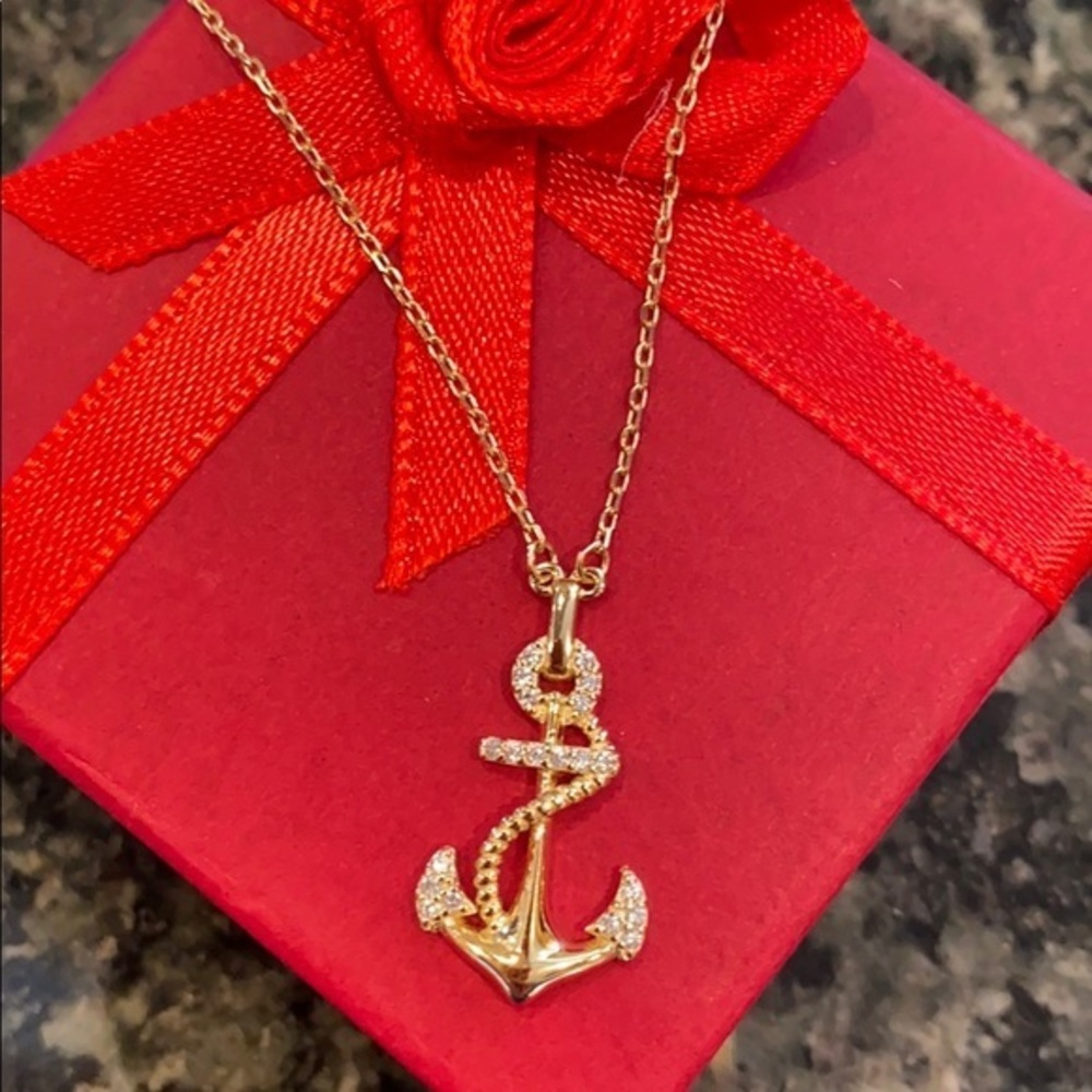 Gold plated over Sterling Silver Anchor Necklace